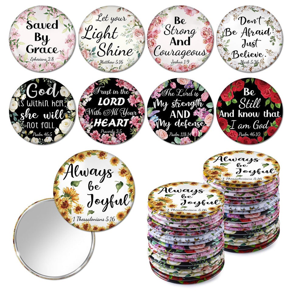 YLOLUL floral Bible compact mirror with vibrant design for daily motivation.