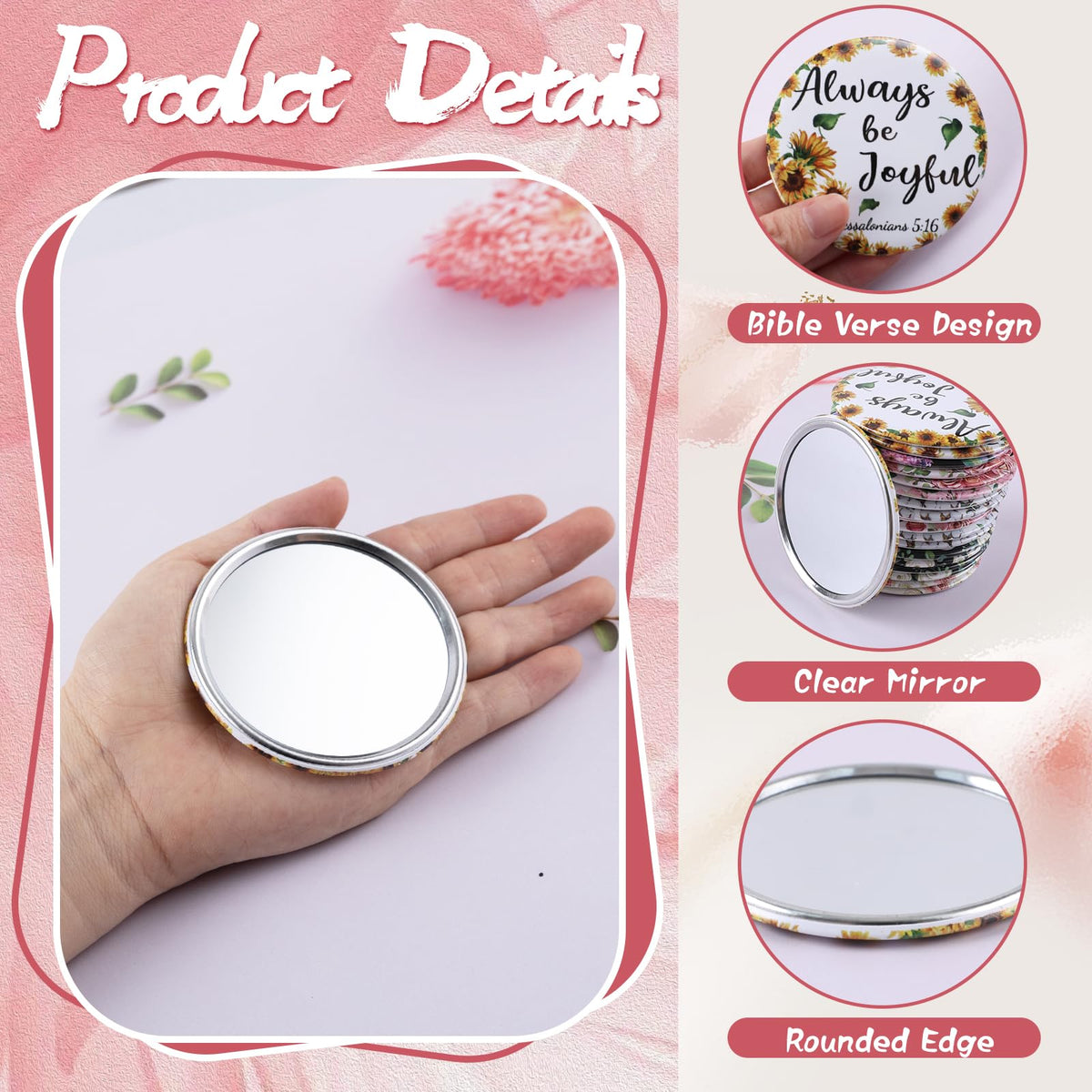 YLOLUL 2.76-inch purse mirror fits easily in any bag or pocket.