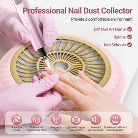 YLYYCC nail dust collector 5000rpm motor demonstrates strong suction during professional nail filing
