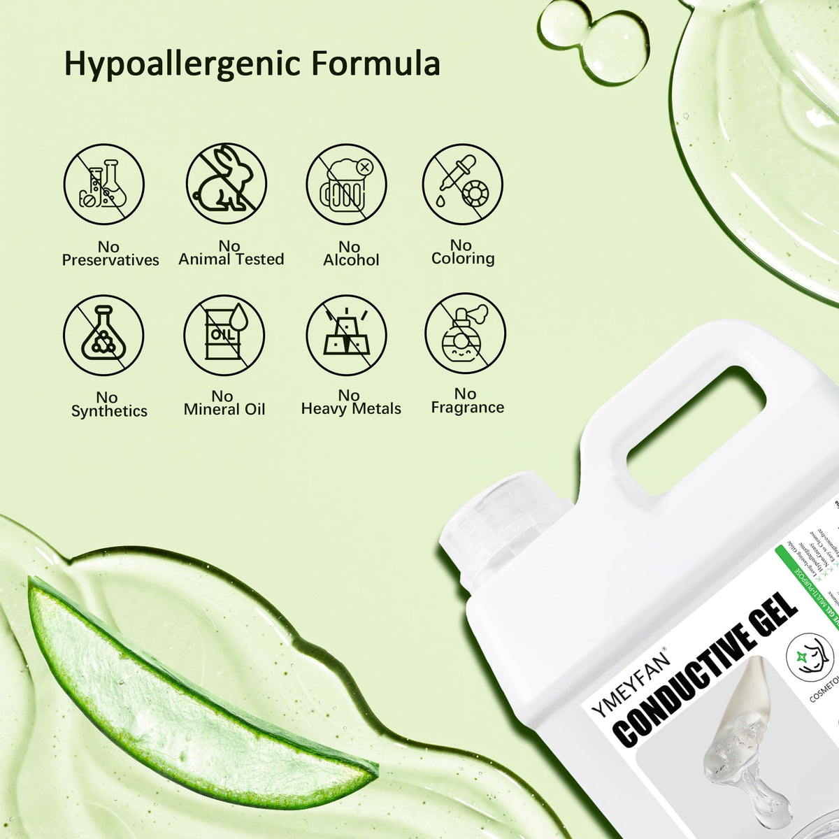 YMEYFAN Aloe Vera Conductive Gel hydration closeup demonstrates deep moisturization