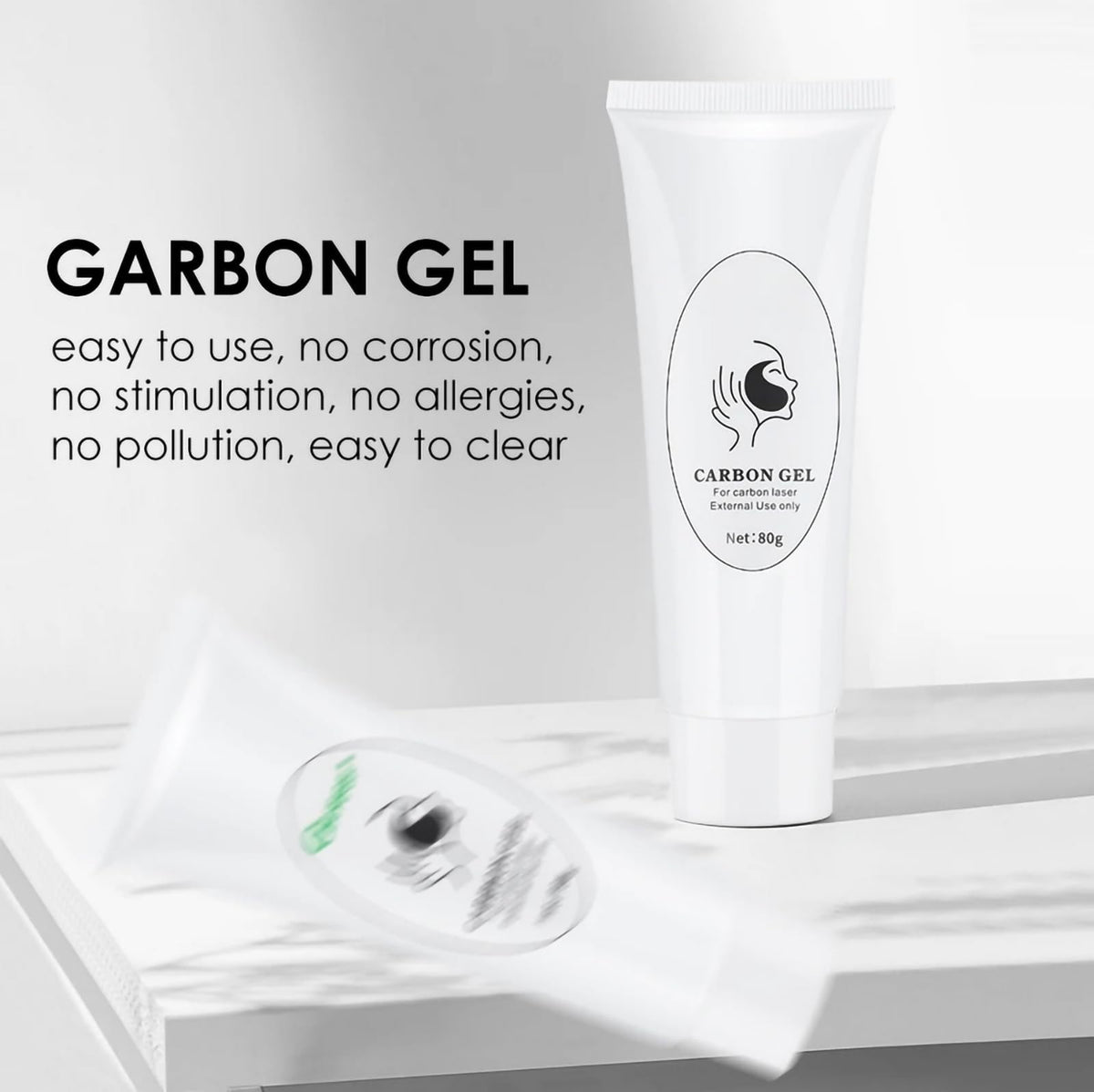 YMEYFAN Carbon Peeling Gel applied on the face for impurity removal.