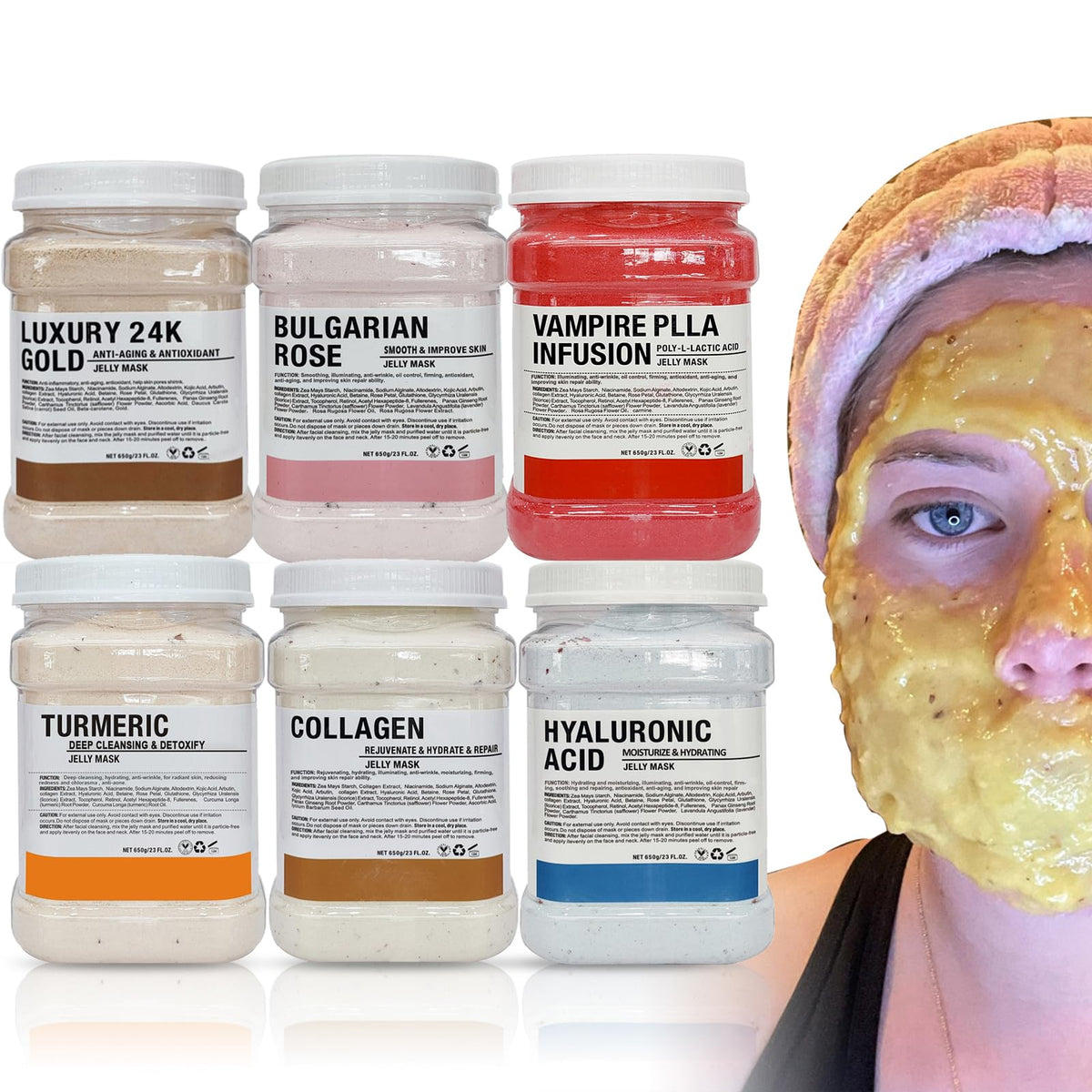 YMEYFAN jelly mask bulk pack with six salon-ready jars for professional treatments