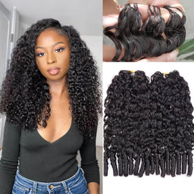 YMS Burmese Curly Feather Crochet Hair 18 inch for voluminous everyday looks.