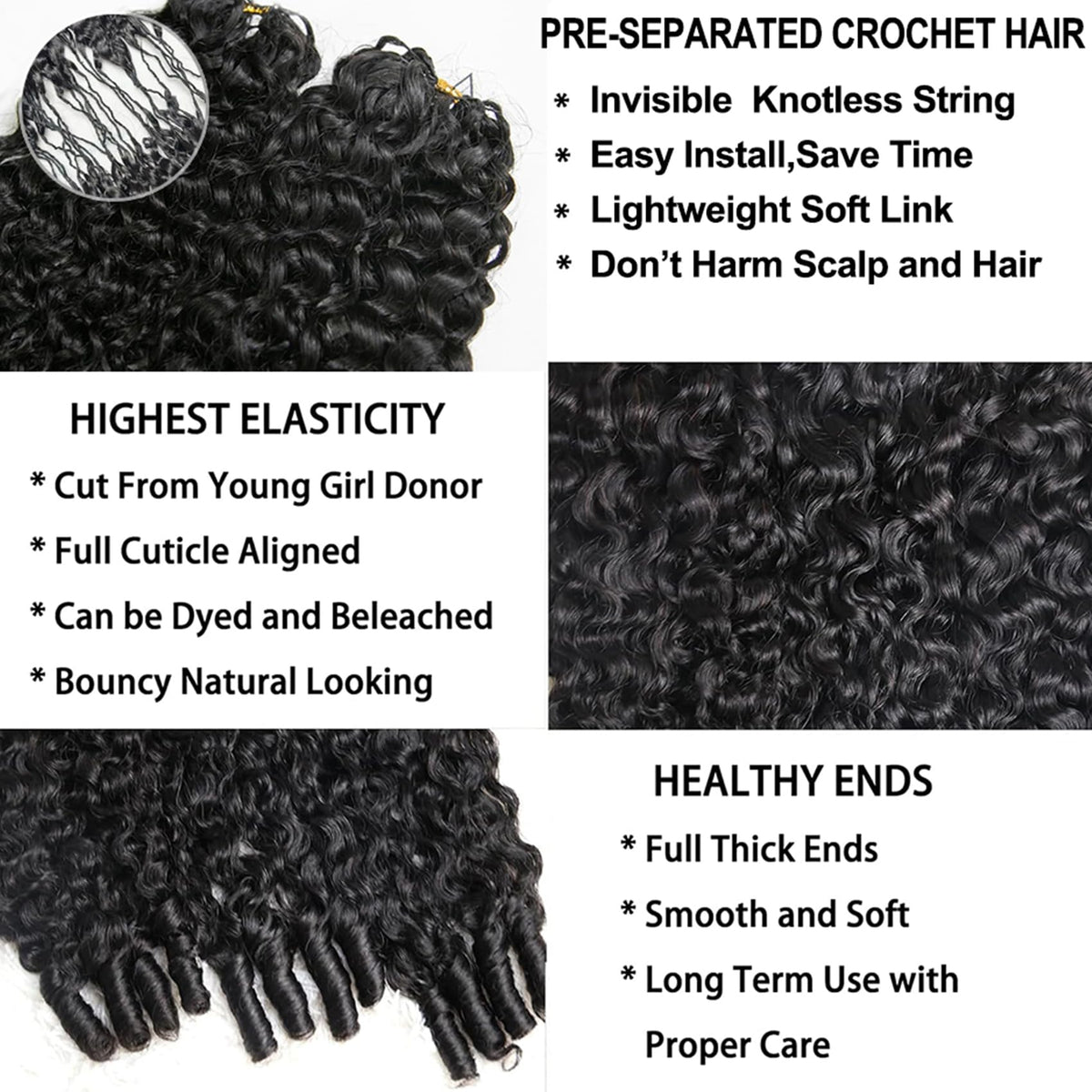 YMS Burmese Curly Pre-looped Invisible Knots for seamless blending.