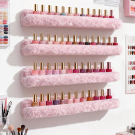 YMVV wall shelf holds 60+ polishes with secure, space-saving vertical display