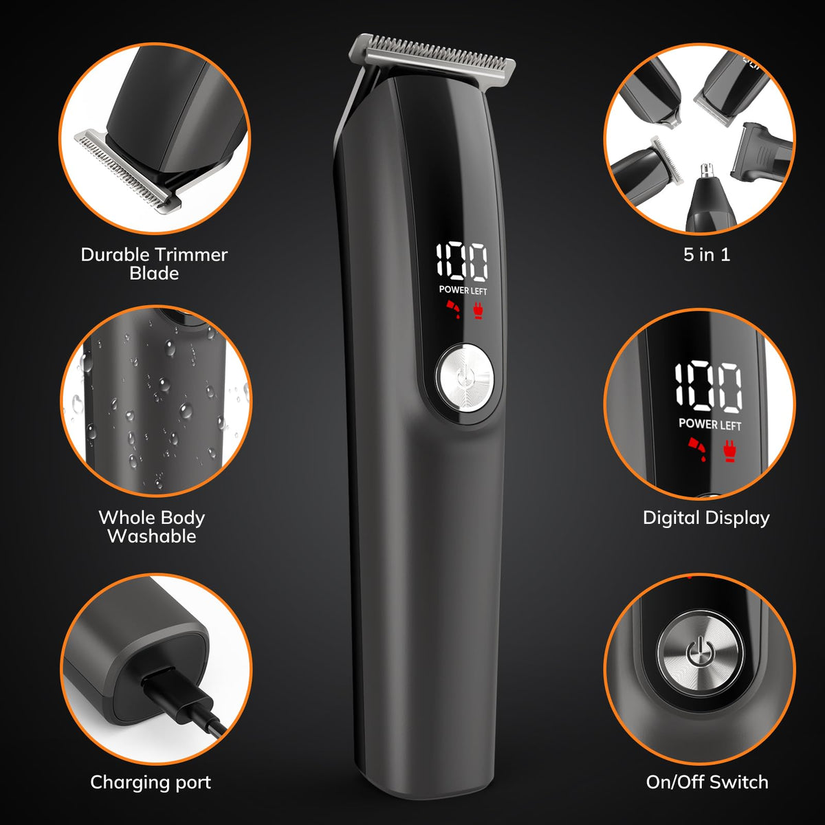 Ynasen waterproof trimmer enables easy cleaning and use in wet environments.