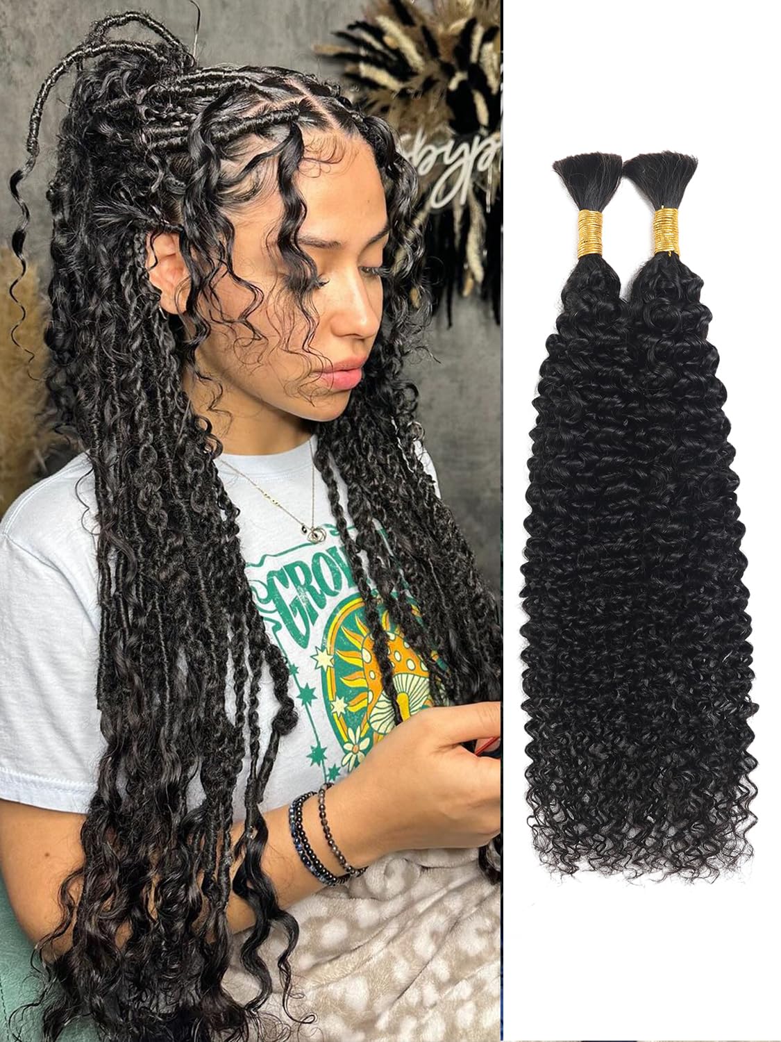 YNiSew 20-inch bulk braiding hair with natural texture for boho looks and versatile styling.