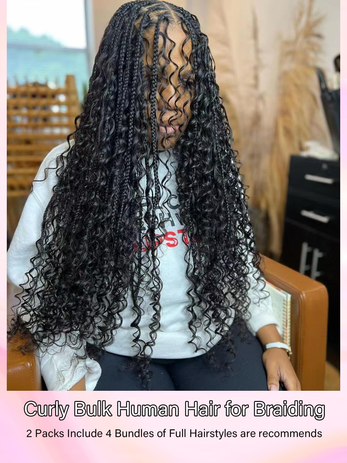 YNiSew boho knotless braids style ideas with curly texture.