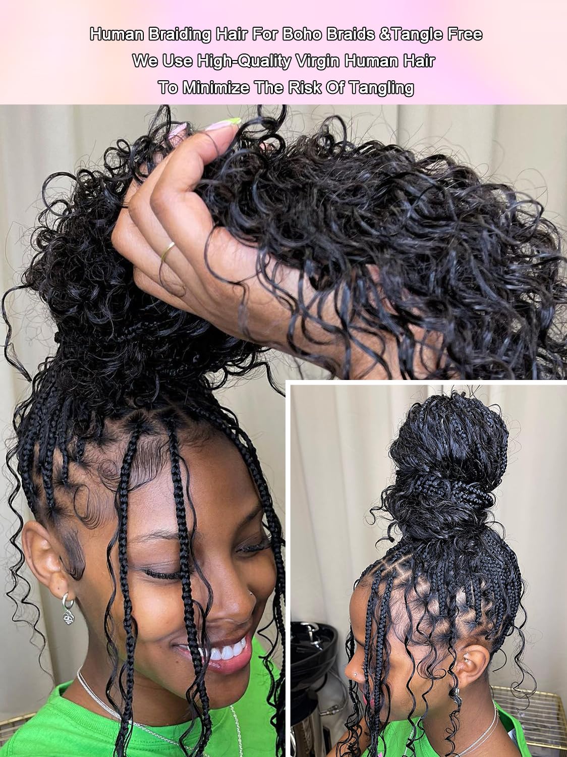 YNiSew no-weft bulk braiding hair close-up showing flexible texture.