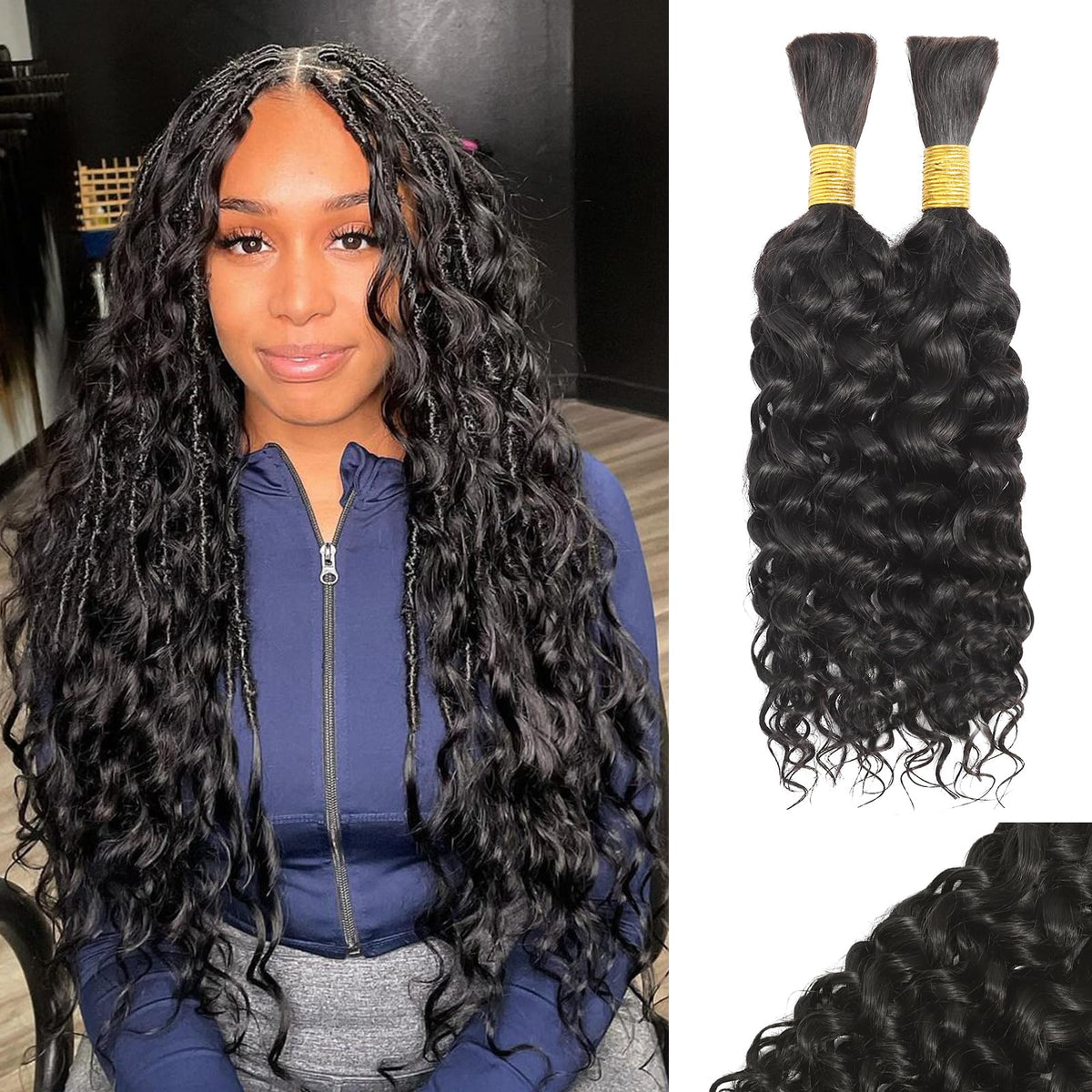 YNiSew no-weft water wave bulk braiding hair for natural-looking braids