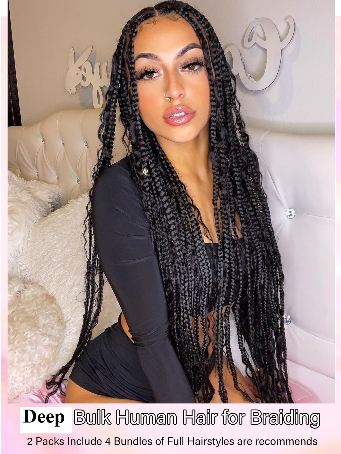 YNiSew two-bundle no-weft braiding hair for fuller looks.