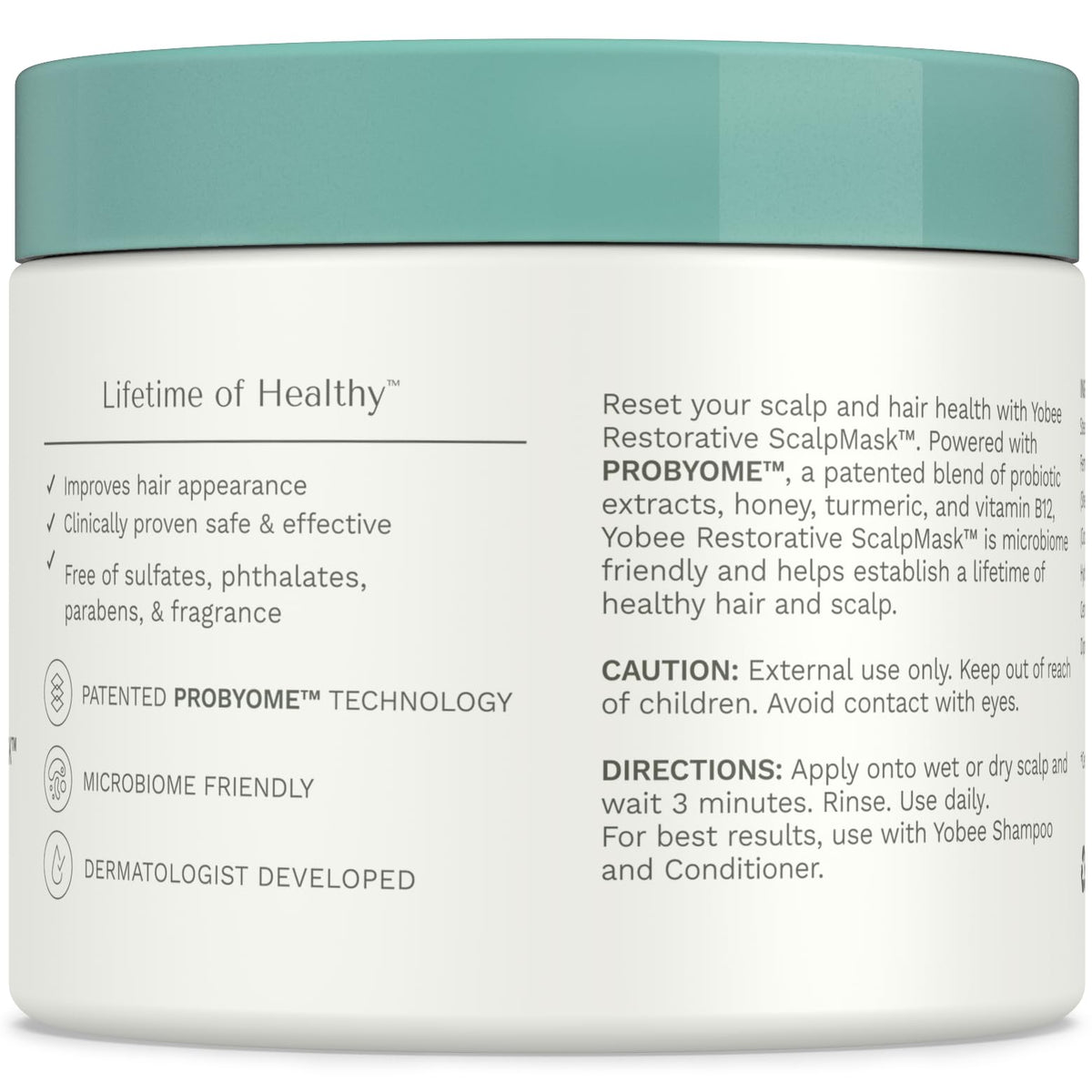 Yobee Restorative Scalp Mask safe ingredients label signals sulfate-free and paraben-free formula