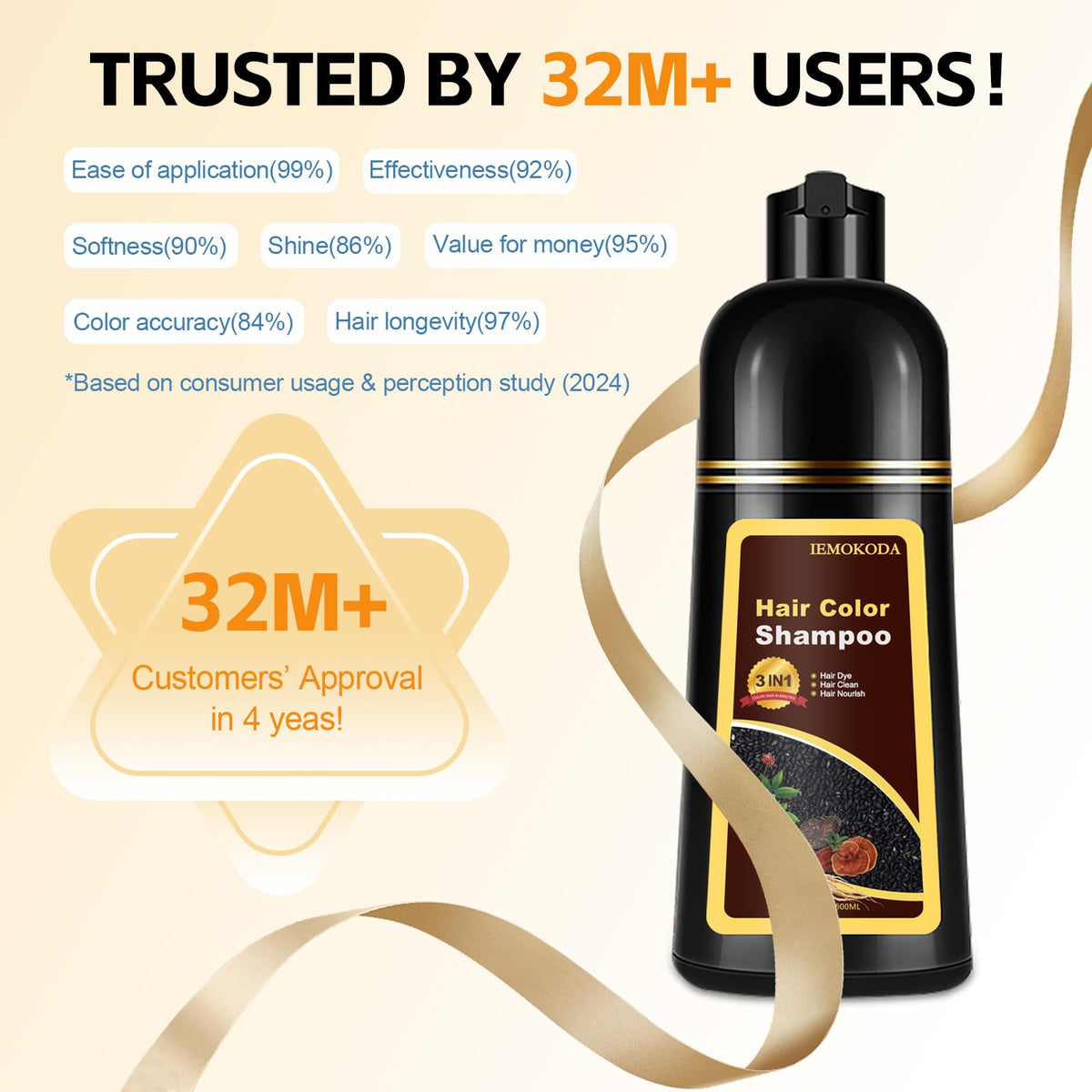 Yocisku Chestnut Brown Hair Dye Shampoo no ammonia formula for gentle color