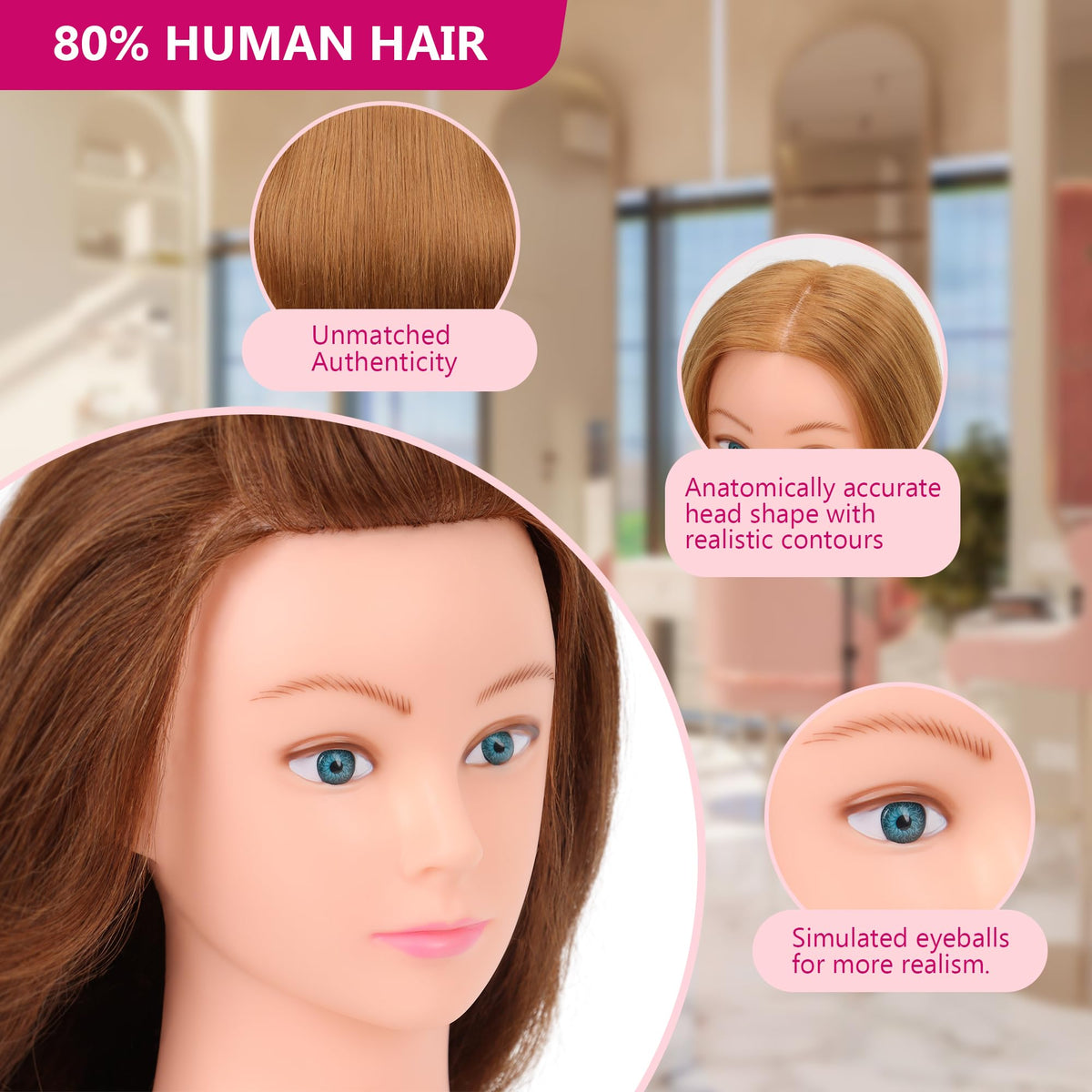 YODIDI mannequin head during a styling session demonstrating versatile techniques