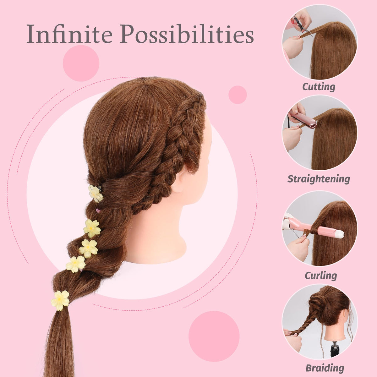 YODIDI mannequin head includes tools pack for complete practice sessions.