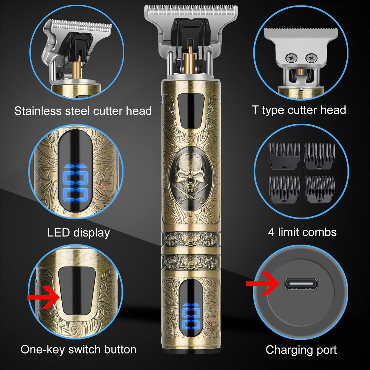 LCD battery indicator on YOGINGO trimmer helps plan charging