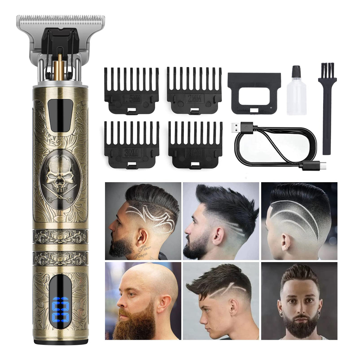 YOGINGO professional hair trimmer with bronze finish and LCD display for on-the-go grooming