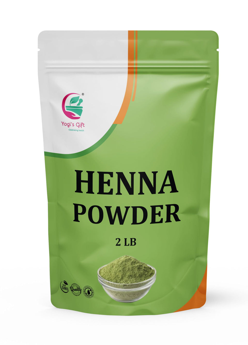 Yogi's Gift Henna Powder 2lb packaging shows natural pure hair color option.