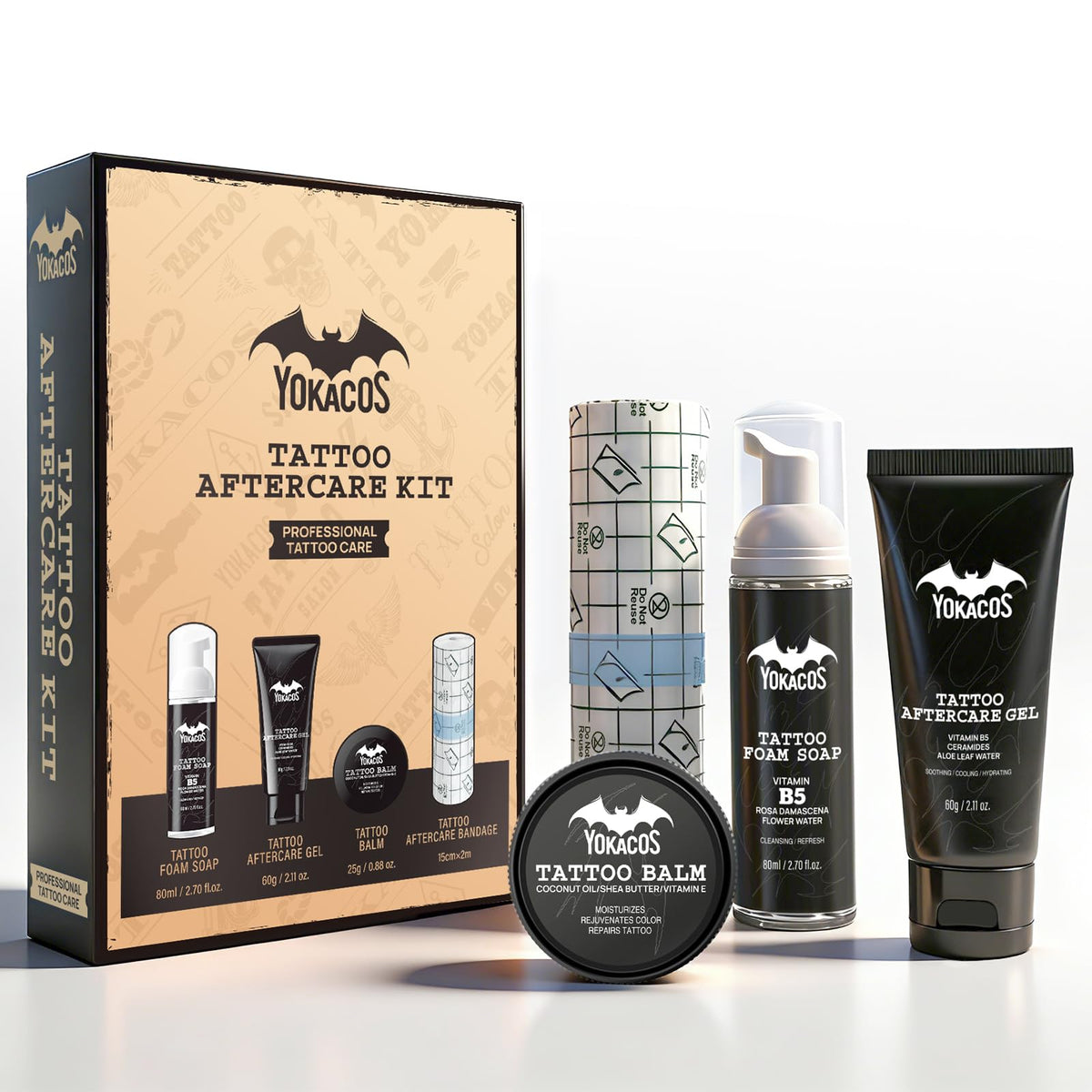 YOKACOS cleansing foam 80ml cleanses a fresh tattoo while preserving moisture