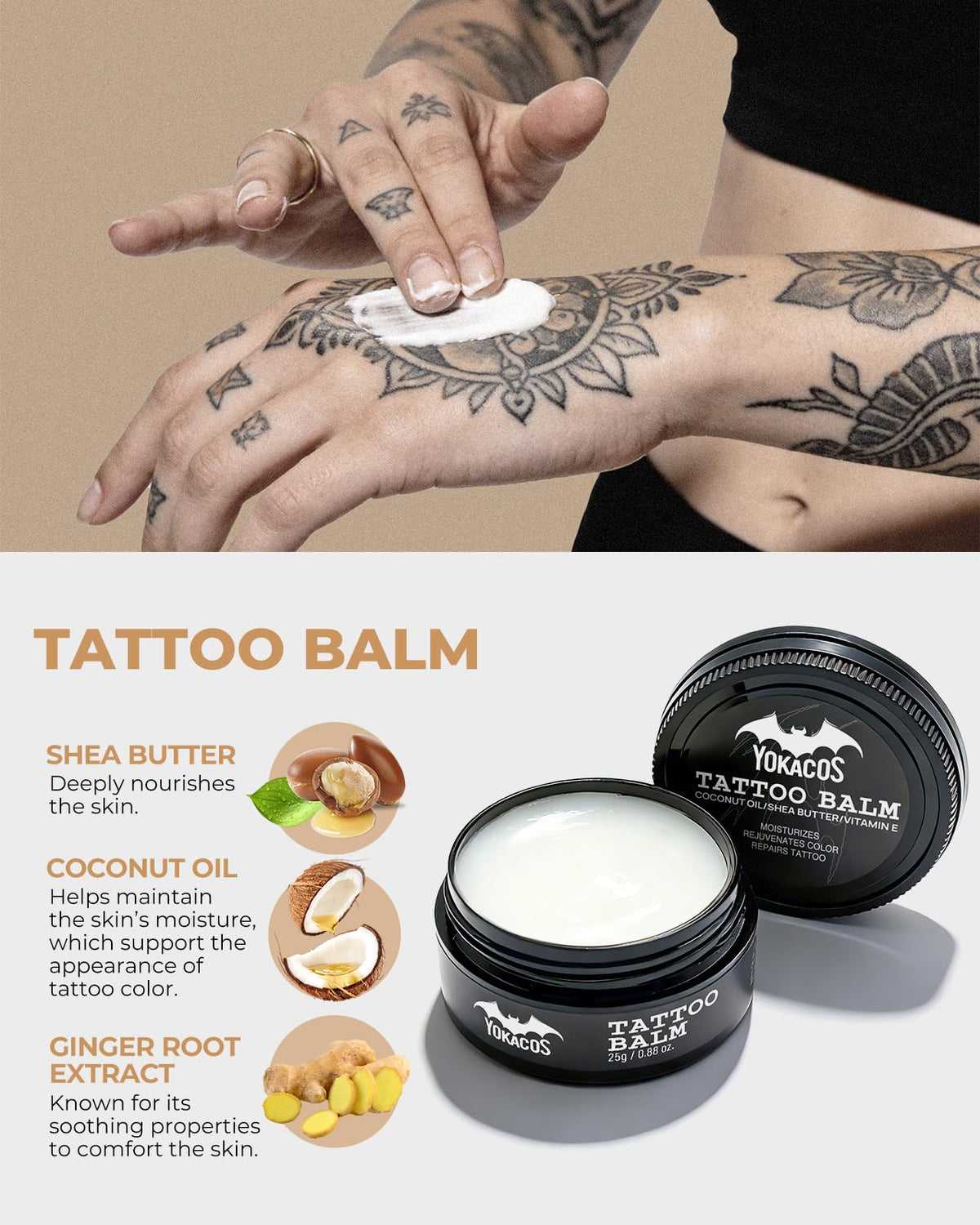 YOKACOS kit application demo illustrating a step-by-step aftercare routine