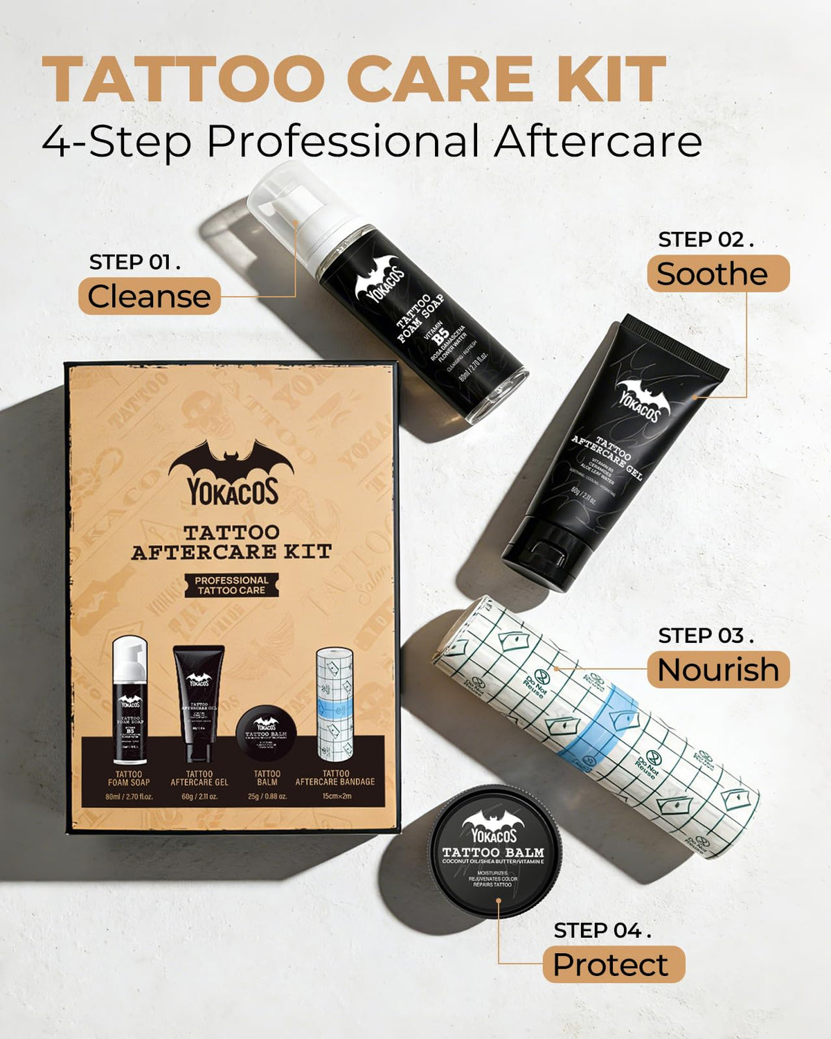 YOKACOS soothing gel 60g delivers cooling hydration for sensitive skin around ink
