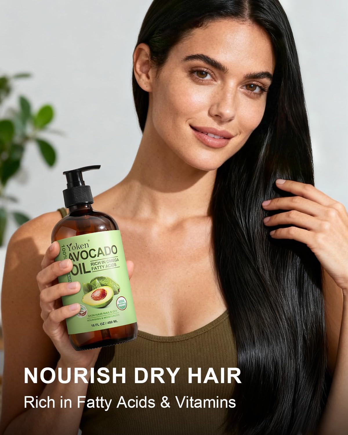 Yoken avocado oil used as hair oil to tame frizz with light finish