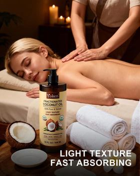 Yoken coconut oil used as a daily body moisturizer for hydration.