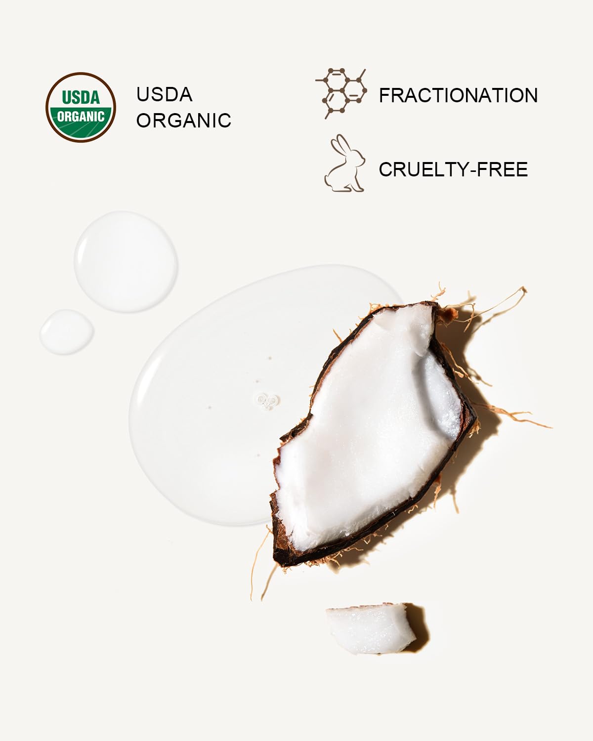 Yoken coconut oil shows a clear, colorless liquid ideal for blends.