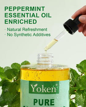 Yoken Peppermint Castile Soap near sink for dish cleaning with peppermint scent.