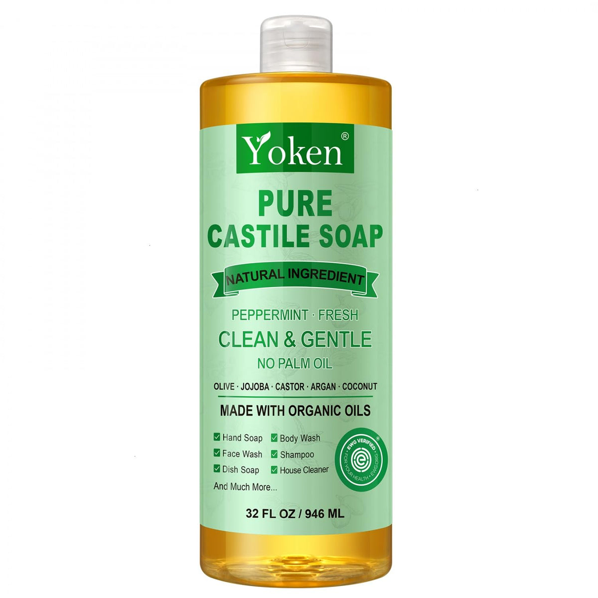 Yoken Peppermint Castile Soap vegan formula suitable for pets and homes.