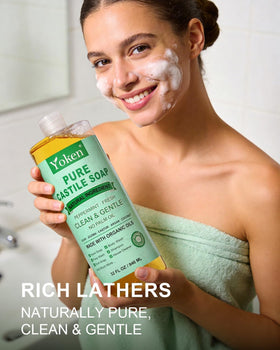 Yoken Peppermint Castile Soap veggie wash with fresh scent and gentle action.