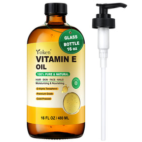 Yoken Vitamin E Oil bottle in an amber glass preserves freshness and purity.