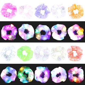 Yomwig LED scrunchies showing three lighting modes for styles