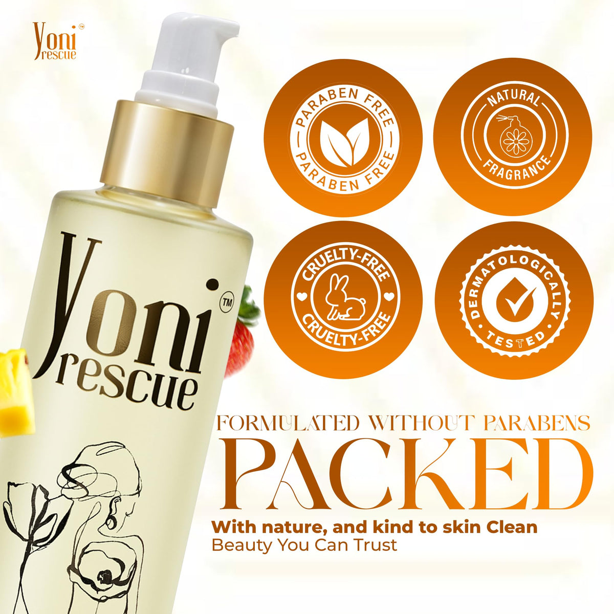 Yoni Rescue body oil on skin for hydration