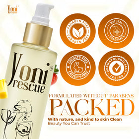 Yoni Rescue body oil on skin for hydration
