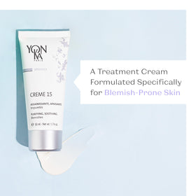 Close-up of Yon-Ka 15 light, non-greasy cream texture on skin.