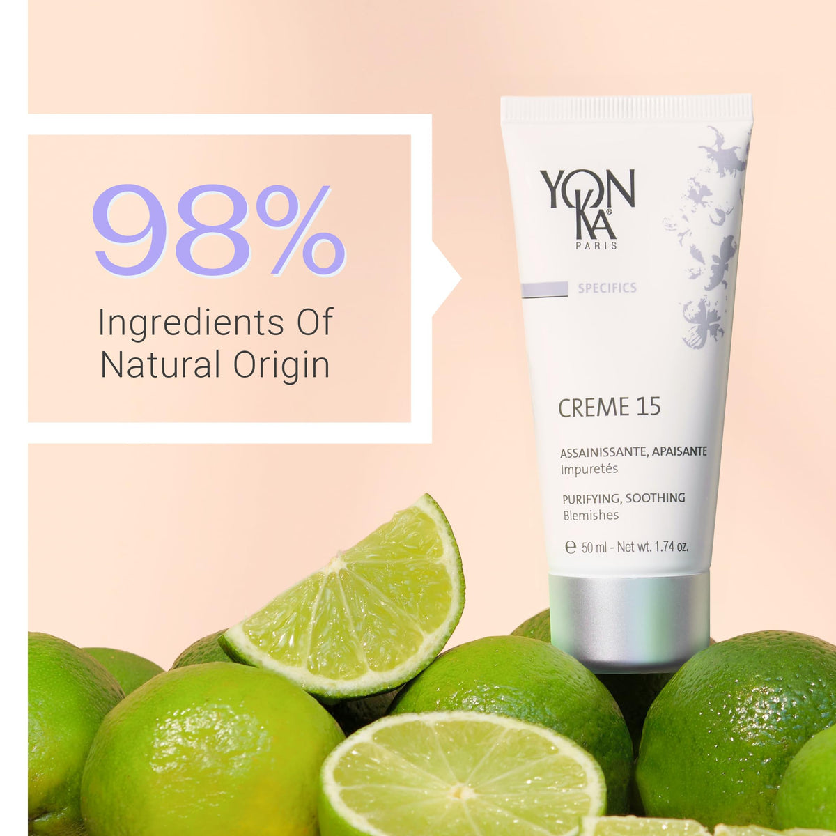 Yon-Ka Creme 15 leaves a soft matte finish on skin.