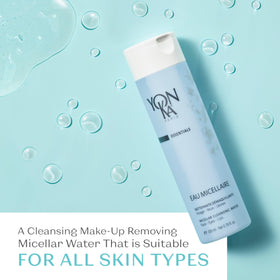 Yonka Eau Micellaire on vanity beside other skincare products.