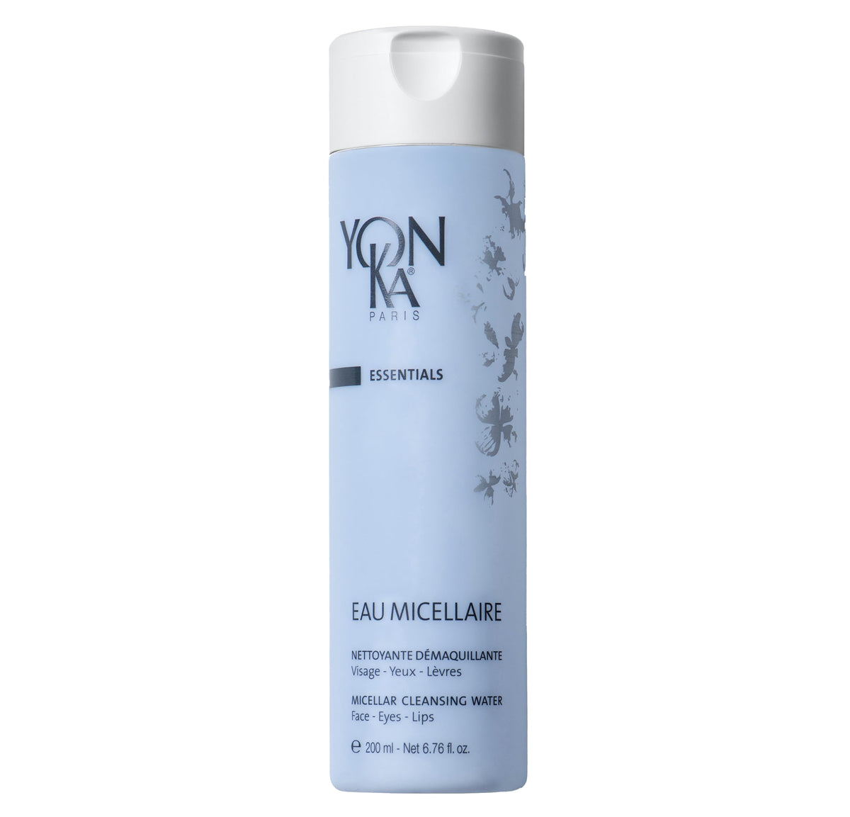 Yonka Eau Micellaire bottle close-up for cleansing and hydrating skin.