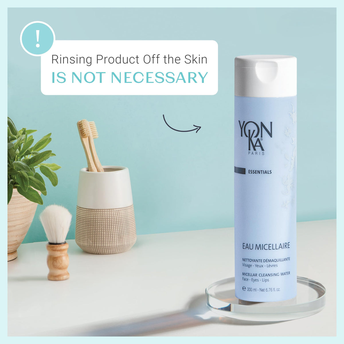Yonka Eau Micellaire bottle with soft mist ready for cleansing.