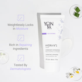 Yonka Hydra No.1 Crème texture swirl highlighting deep hydration and smooth feel.
