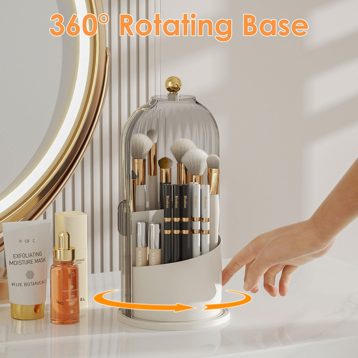 YOOLENS three-section design stores short and tall brushes for easy access.