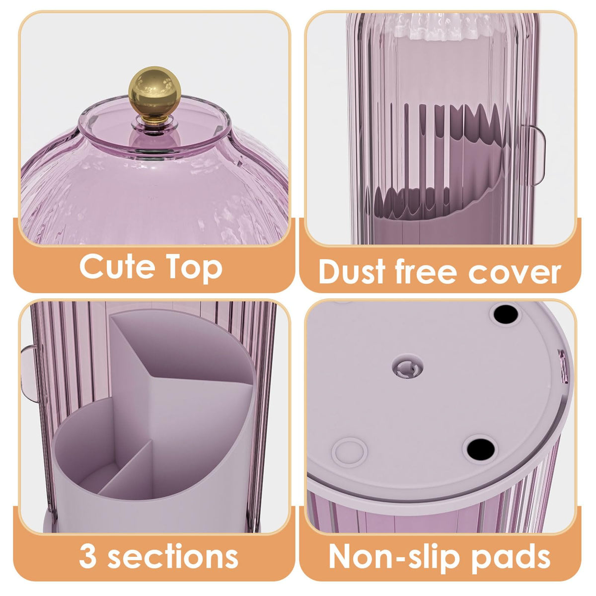 Compact size saves counter space on vanity or bathroom.
