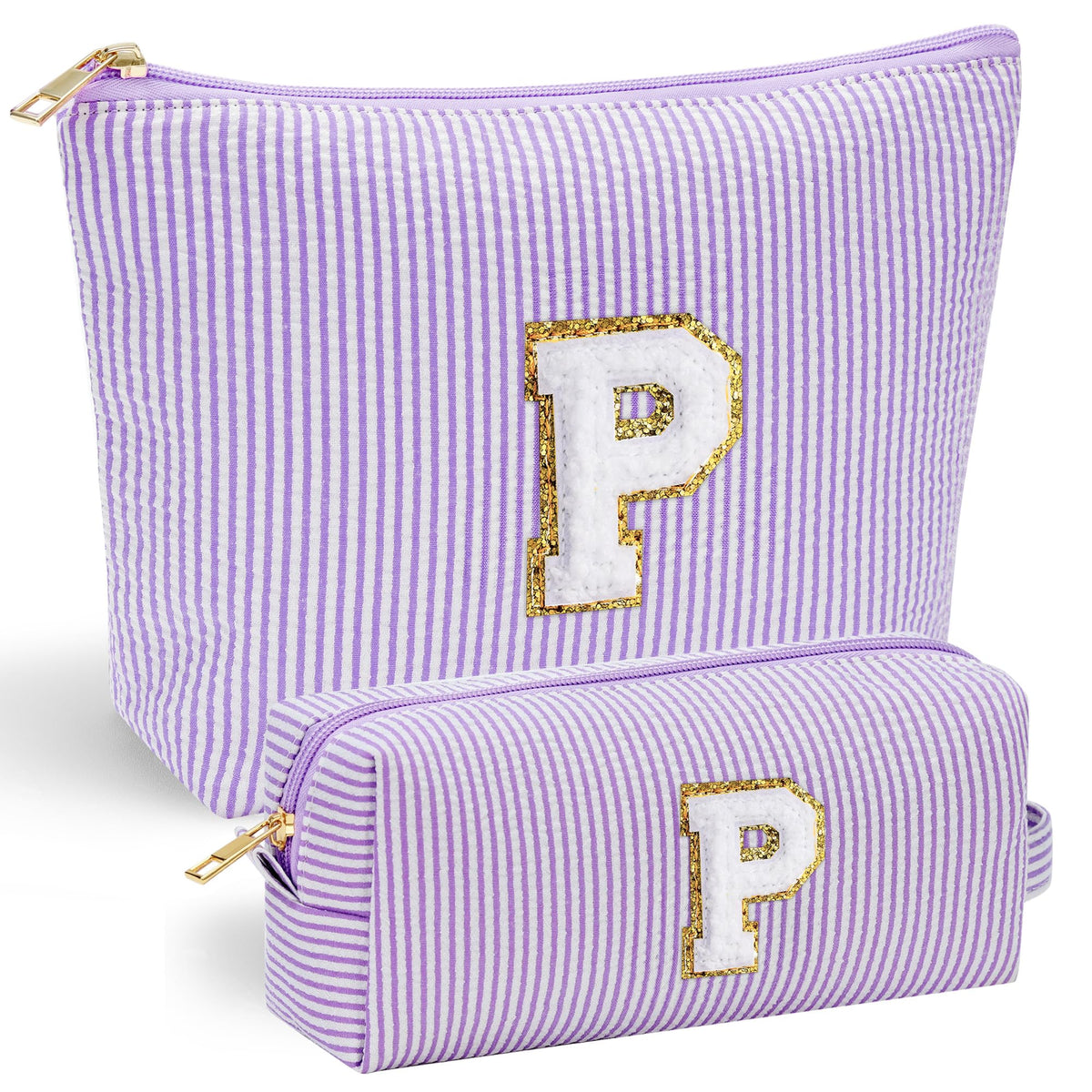 YOOLIFE 2 Small Makeup Bag with front chenille initials for personalization