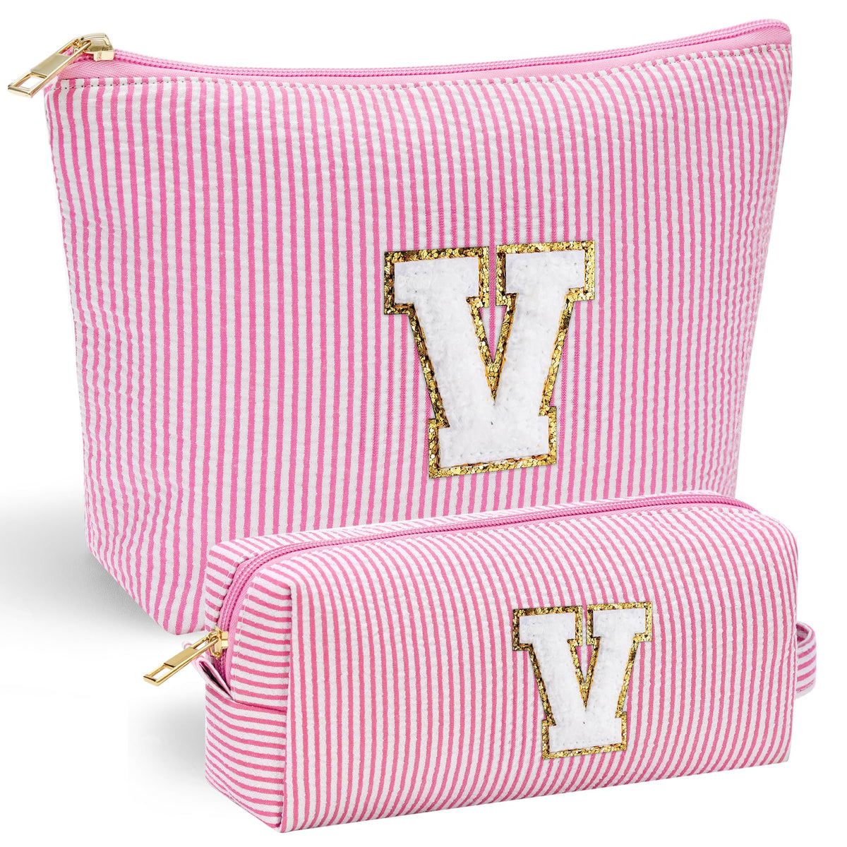YOOLIFE pink front-view travel makeup bag for on-the-go cosmetics