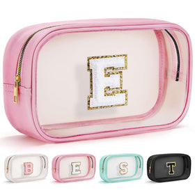 YOOLIFE Initial Clear Make Up Bag shows contents at a glance for quick packing