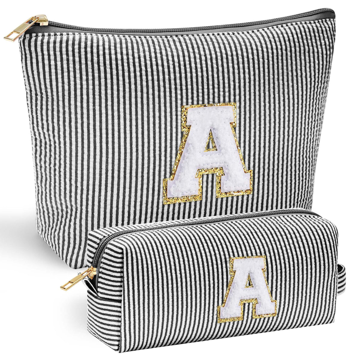 YOOLIFE initial makeup bag front with chenille letter for personalized style