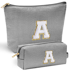 YOOLIFE initial makeup bag front with chenille letter for personalized style