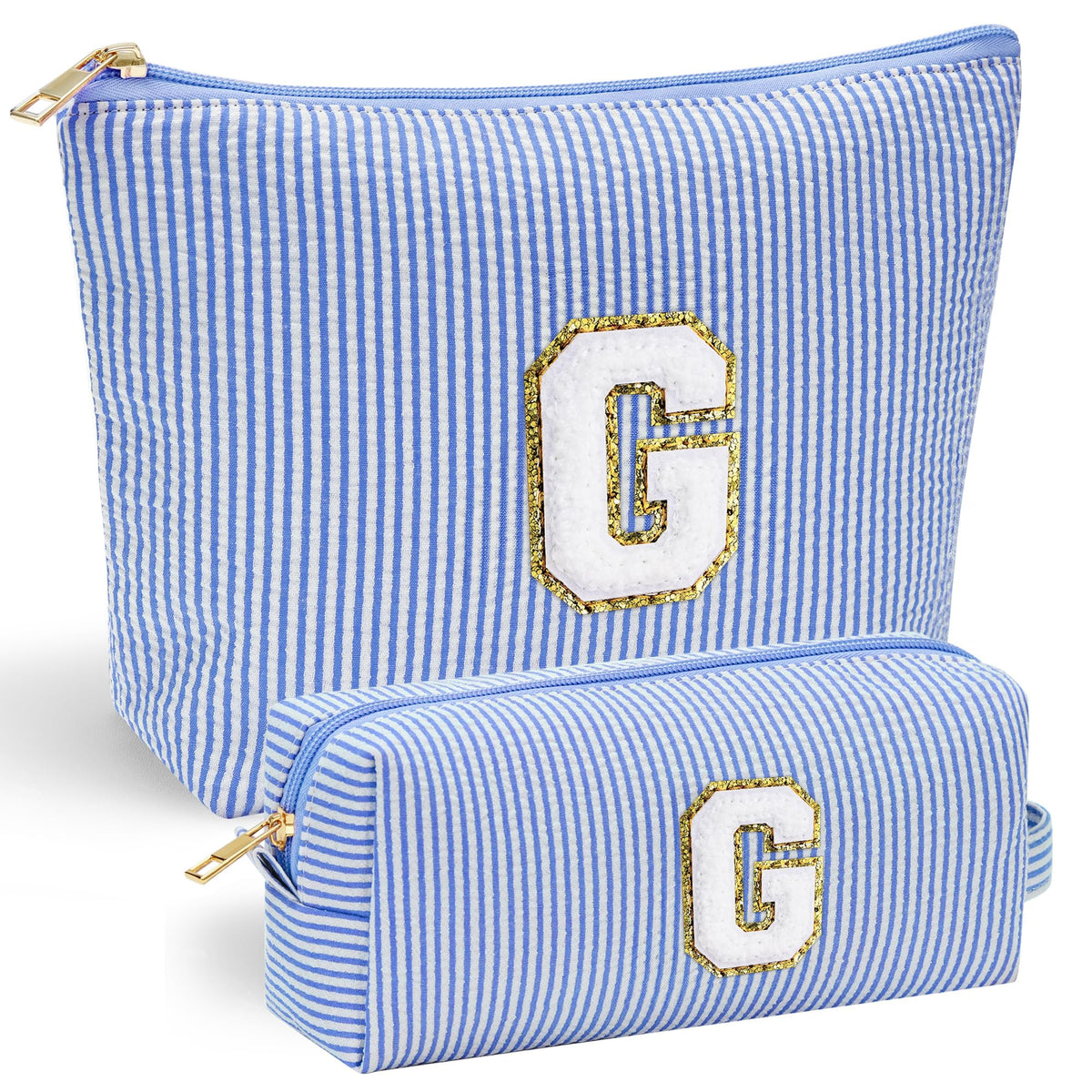 YOOLIFE initial makeup bag front chenille letter, stylish and personalized for on-the-go use