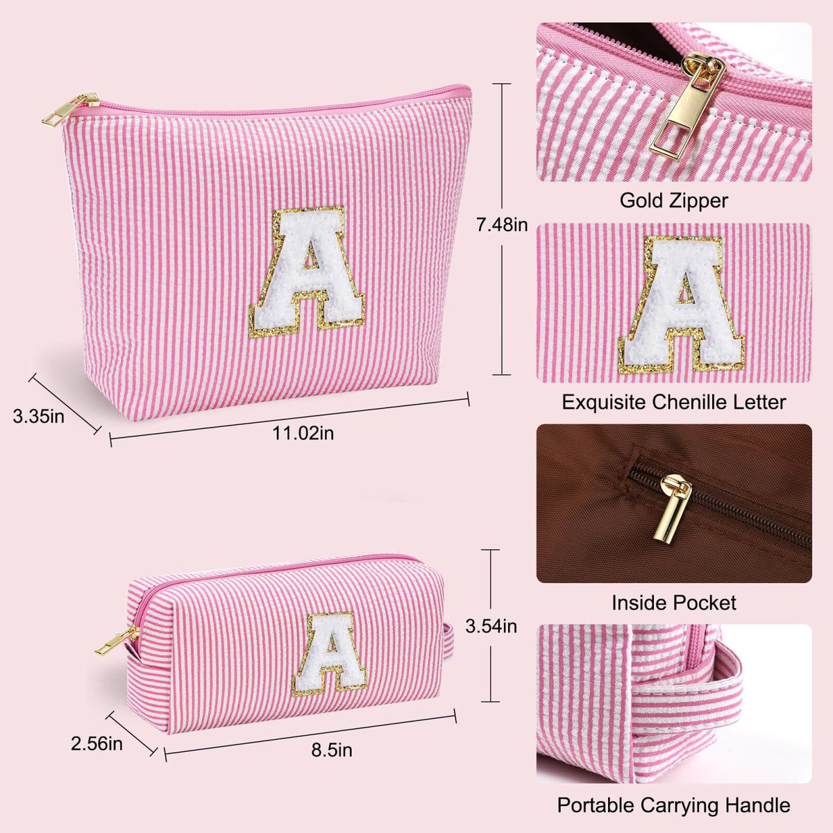 YOOLIFE initial makeup bag green, bright travel companion for cosmetics.